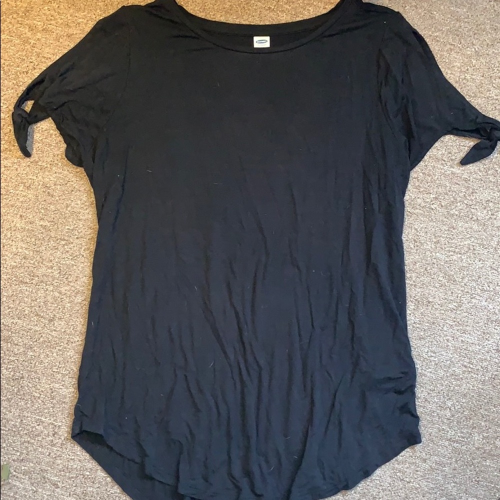 Old Navy Black T with Tie-Sleeves
